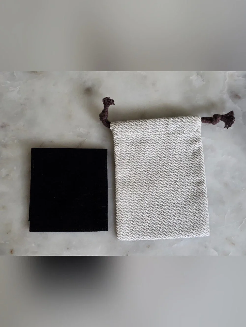 Authentic Hermes Canvas Drawstring & Velvet Accessory Pouch Set